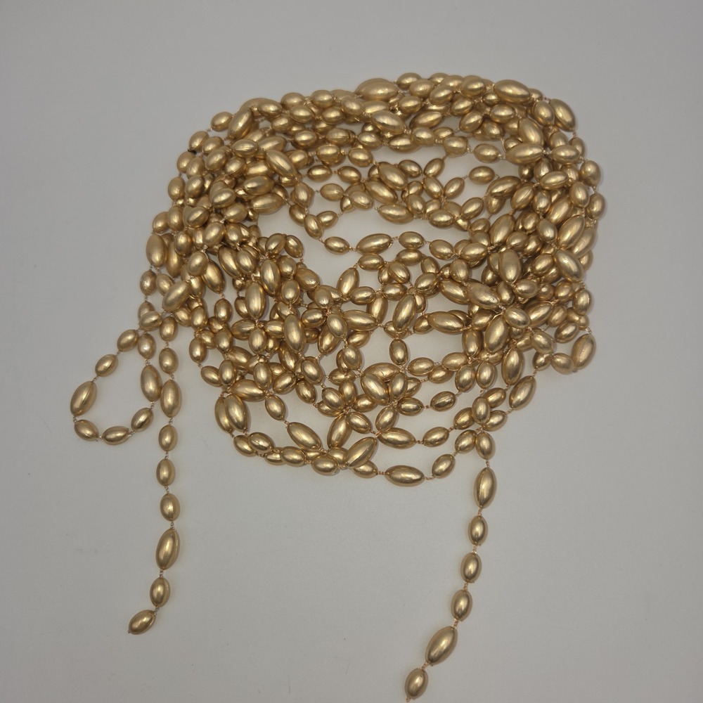 Vintage Mercury Glass Bead Christmas 18ft Long Garland Gold